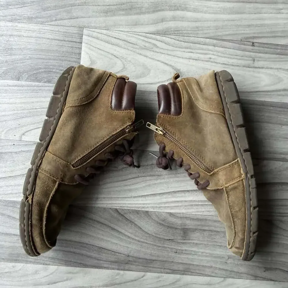 BORN Brown Suede Zipper Boots Size 9 M/W